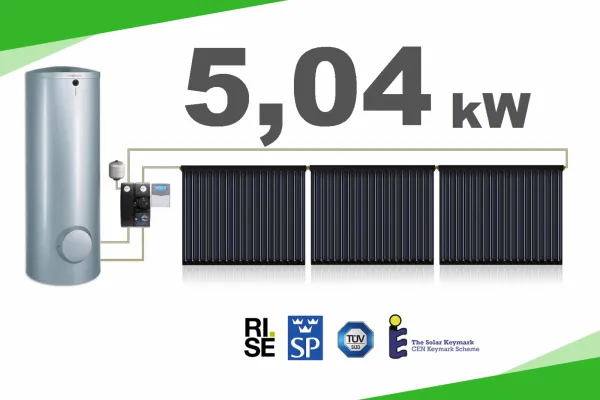 Solárny systém - zostava slnečných kolektorov CPC15 - so zásobníkom (4-7 osôb) - 5,04kW