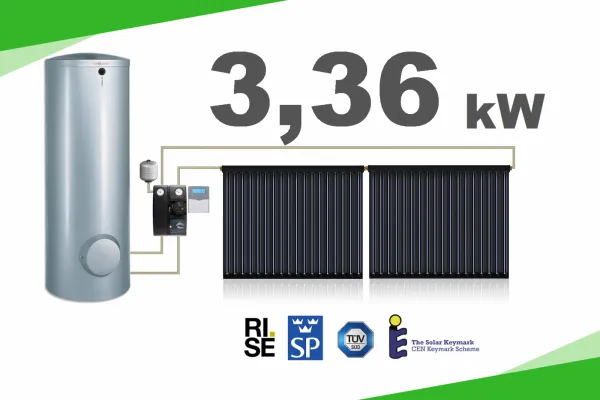 Solárny systém - zostava slnečných kolektorov CPC15 - so zásobníkom (3-5 osôb) - 3,32kW